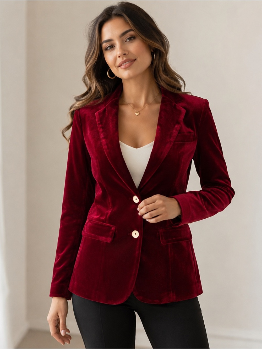 Allegra K NWT Women’s Small Red Velvet Blazer Jacket Holiday Party